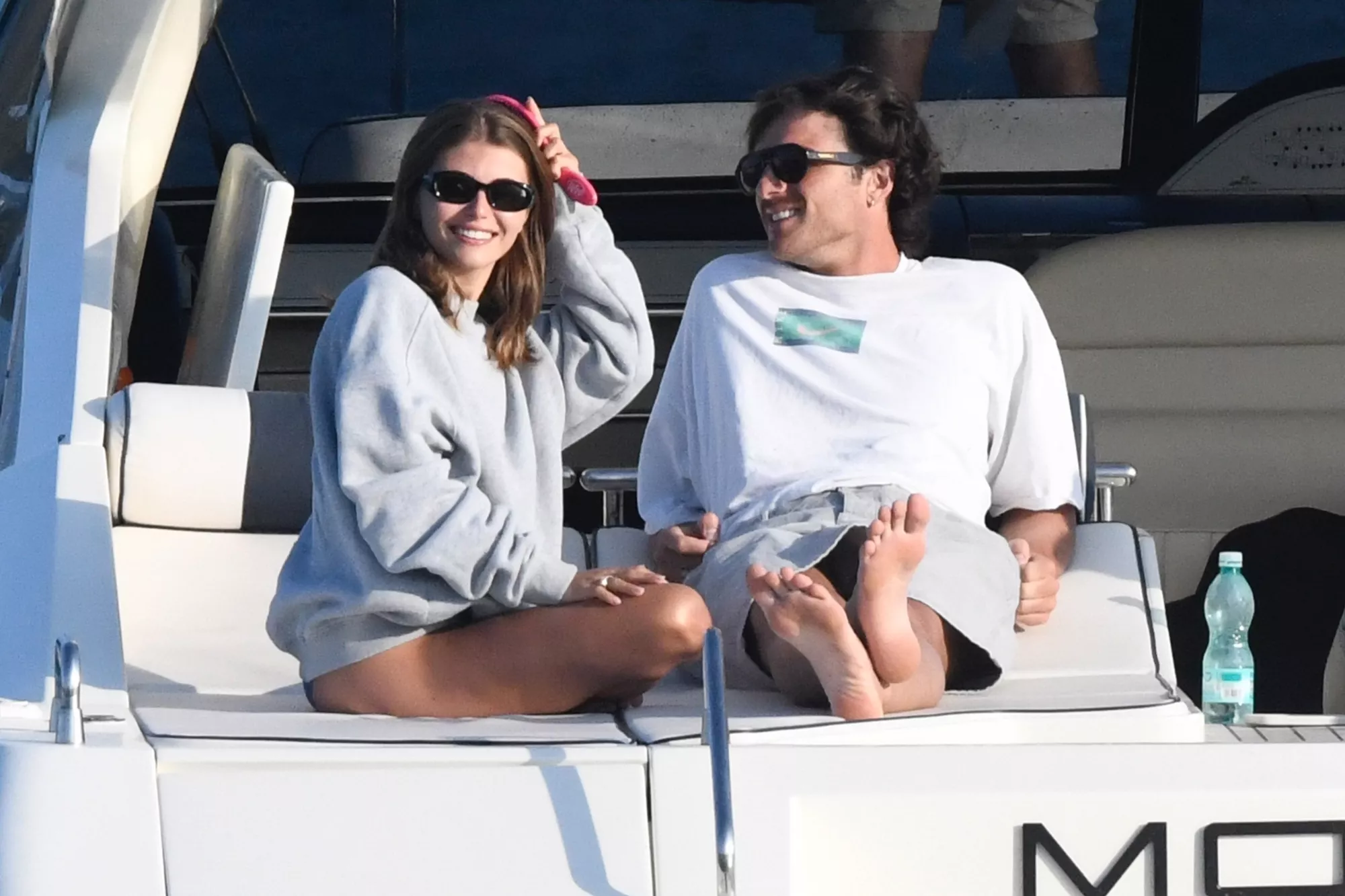 Euphoria star Jacob Elordi and girlfriend Olivia Jade Giannulli are seen vacationing in Sardinia with her parents, fashion designer Mossimo Giannulli and actress Lori Loughlin, along with sister Isabella Rose, making it a family affair.